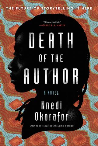 Cover of Death of the Author by Nnedi Okorafor showing a face in profile over a colorful pattern